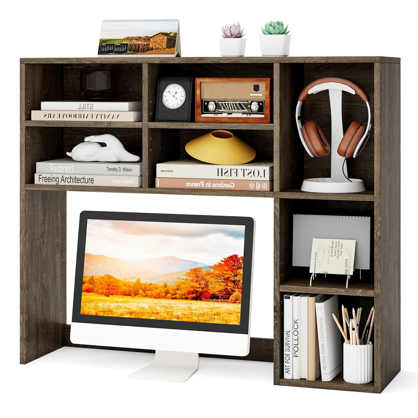 3-Tier Desktop Bookshelf Organizer with Storage Shelves for Office & Dorm