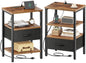 Nightstand with Charging Station and Adjustable Fabric Drawer