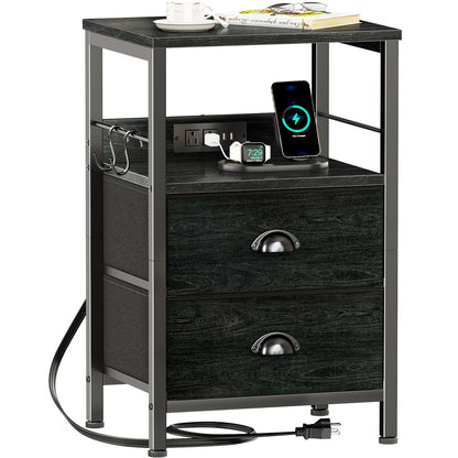 Furologee Nightstands Set of 2 with Charging Station