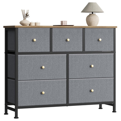 7 Drawer Fabric Dresser with Storage Bins and Steel Frame for Bedroom & Closet