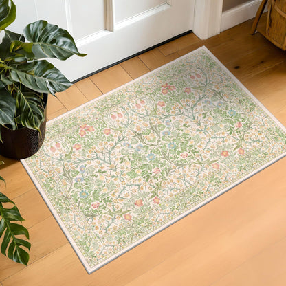 Vintage Washable Area Rug with Non-Slip Low Pile Design for Home Decor