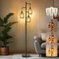 Dimmable Boho Floor Lamp with Rattan Shade for Living Room Decor