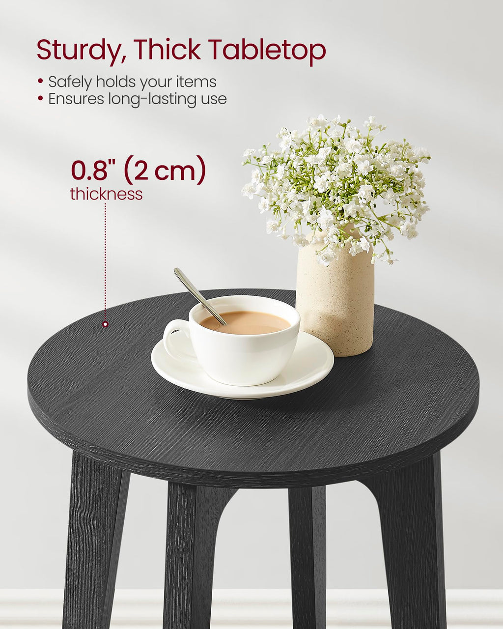 2-Tier Round Side Table with Tapered Legs for Small Spaces
