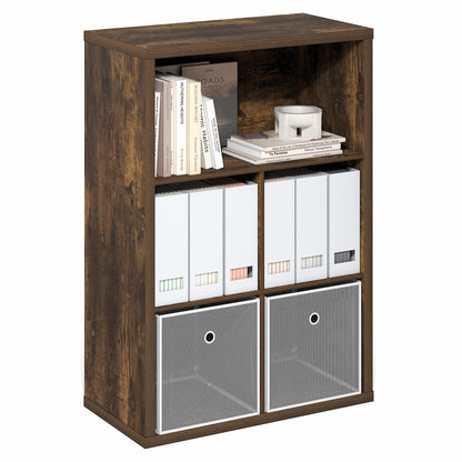 Tiered Wood Bookshelf with Open Storage Shelves for Home & Office
