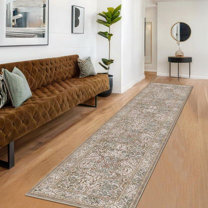Vintage Washable Area Rug with Non-Slip Low Pile Design for Home Decor