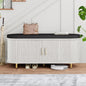 2-Tier Shoe Storage Bench with Padded Seat & Fluted Sliding Doors for Entryway