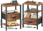 Nightstand with Charging Station and Adjustable Fabric Drawer