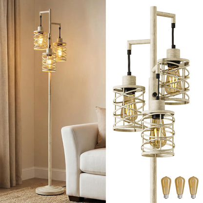 Industrial Boho Tall Floor Lamp for Living Room, Bedroom & Office