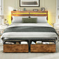 Forestell Bed Frame with Headboard, Platform Bed with 4 Storage Drawers