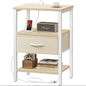 Nightstand with Charging Station and Adjustable Fabric Drawer