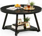 Round Coffee Table with Metal Frame for Living Room & Office