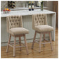 Modern Linen Upholstered Counter Height Bar Stools with Swivel & Wood Legs