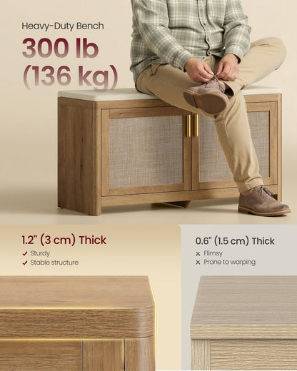VASAGLE Shoe Bench with Cushion, Entryway Storage Bench