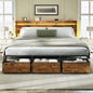 Forestell Bed Frame with Headboard, Platform Bed with 4 Storage Drawers
