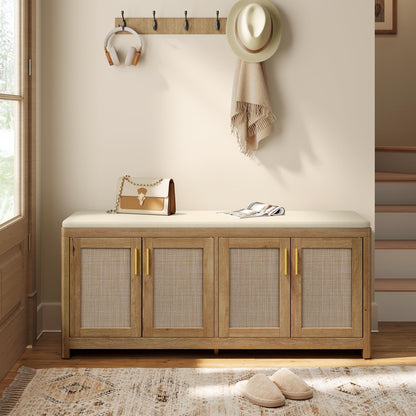 VASAGLE Shoe Bench with Cushion, Entryway Storage Bench