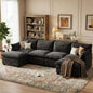 U Shaped Modular Sectional Sofa with Movable Ottoman & Pillows