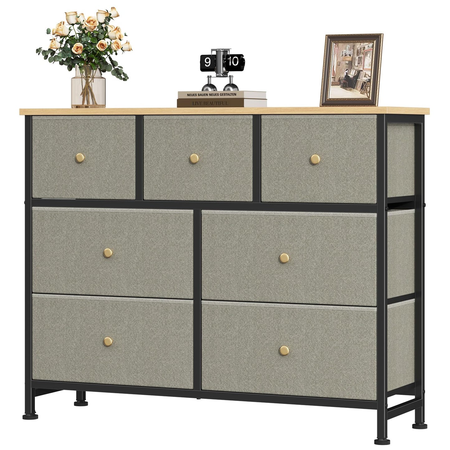 OLIXIS Dresser for Bedroom with 7 Fabric Drawers Storage Organizer