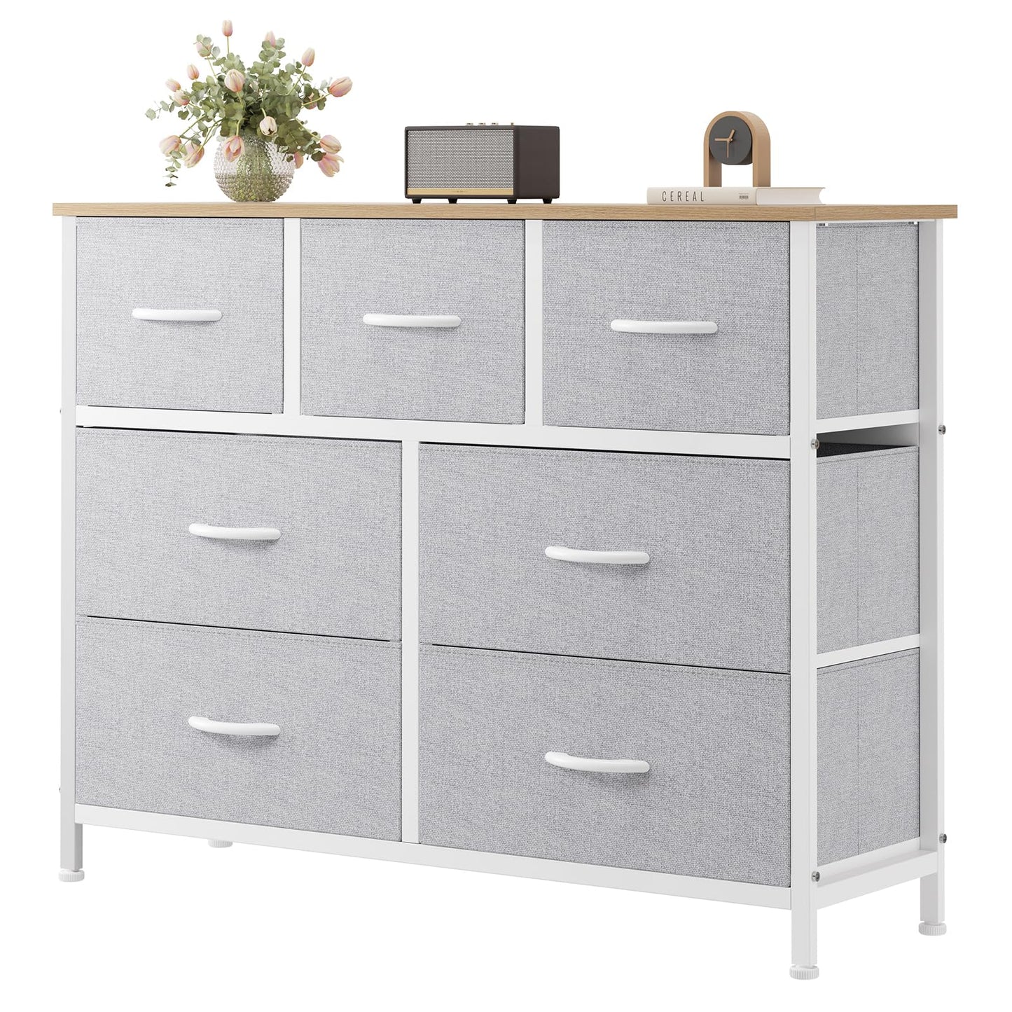7 Drawer Fabric Dresser with Storage Bins and Steel Frame for Bedroom & Closet