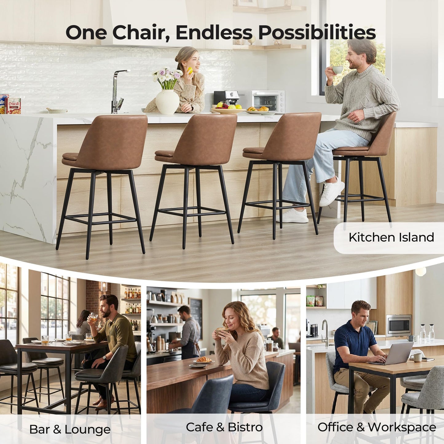 CHITA Swivel Counter and Bar Stools