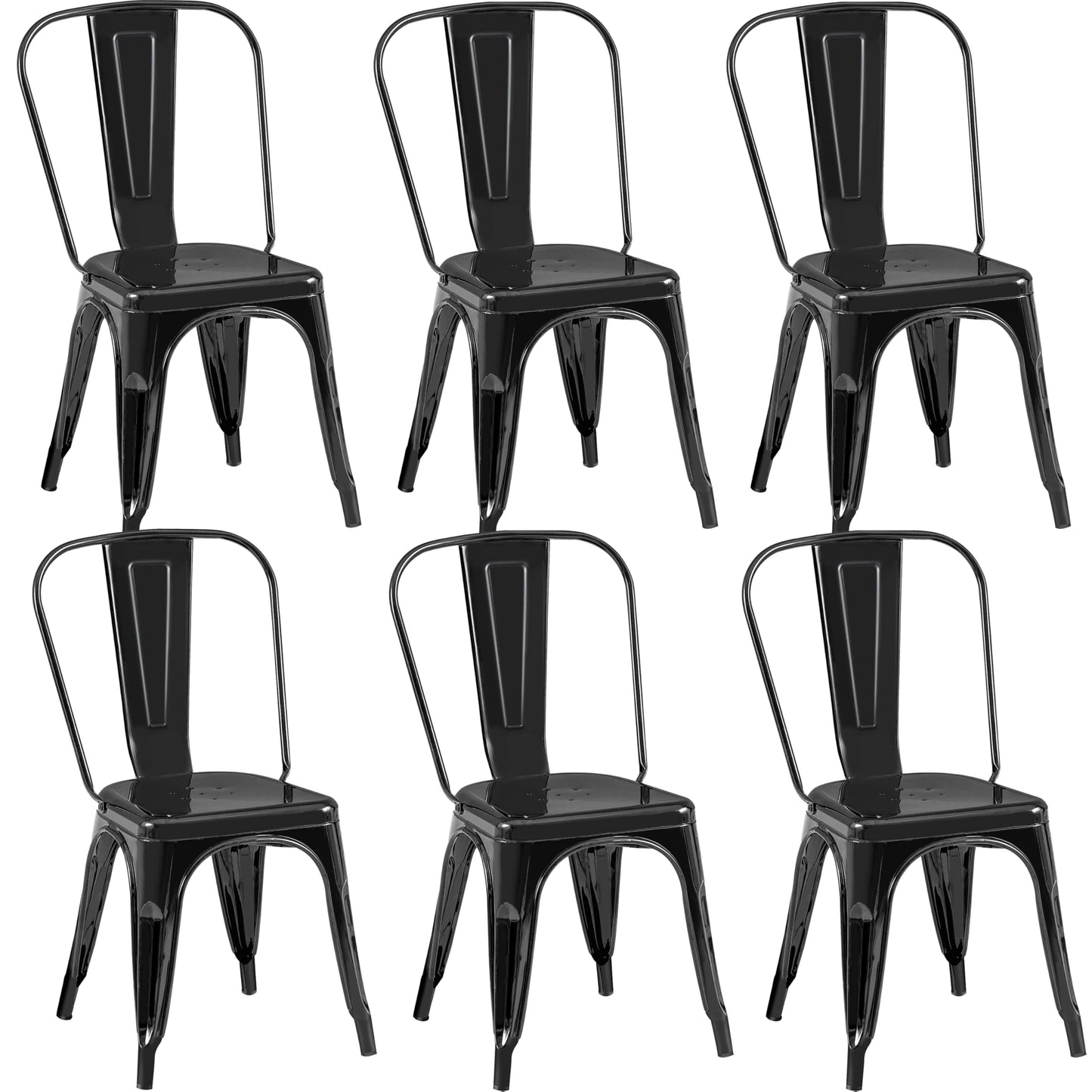 Rivbuio Metal Dining Chairs with Backrest, Stackable, Color, 2 Pack