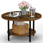 Round Coffee Table with Metal Frame for Living Room & Office