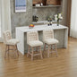 Modern Linen Upholstered Counter Height Bar Stools with Swivel & Wood Legs