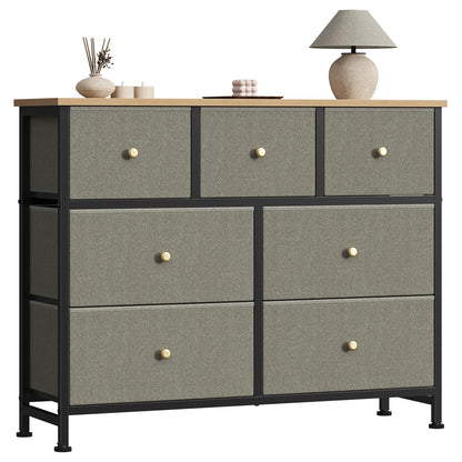 7 Drawer Fabric Dresser with Storage Bins and Steel Frame for Bedroom & Closet