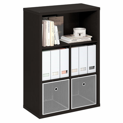 Tiered Wood Bookshelf with Open Storage Shelves for Home & Office