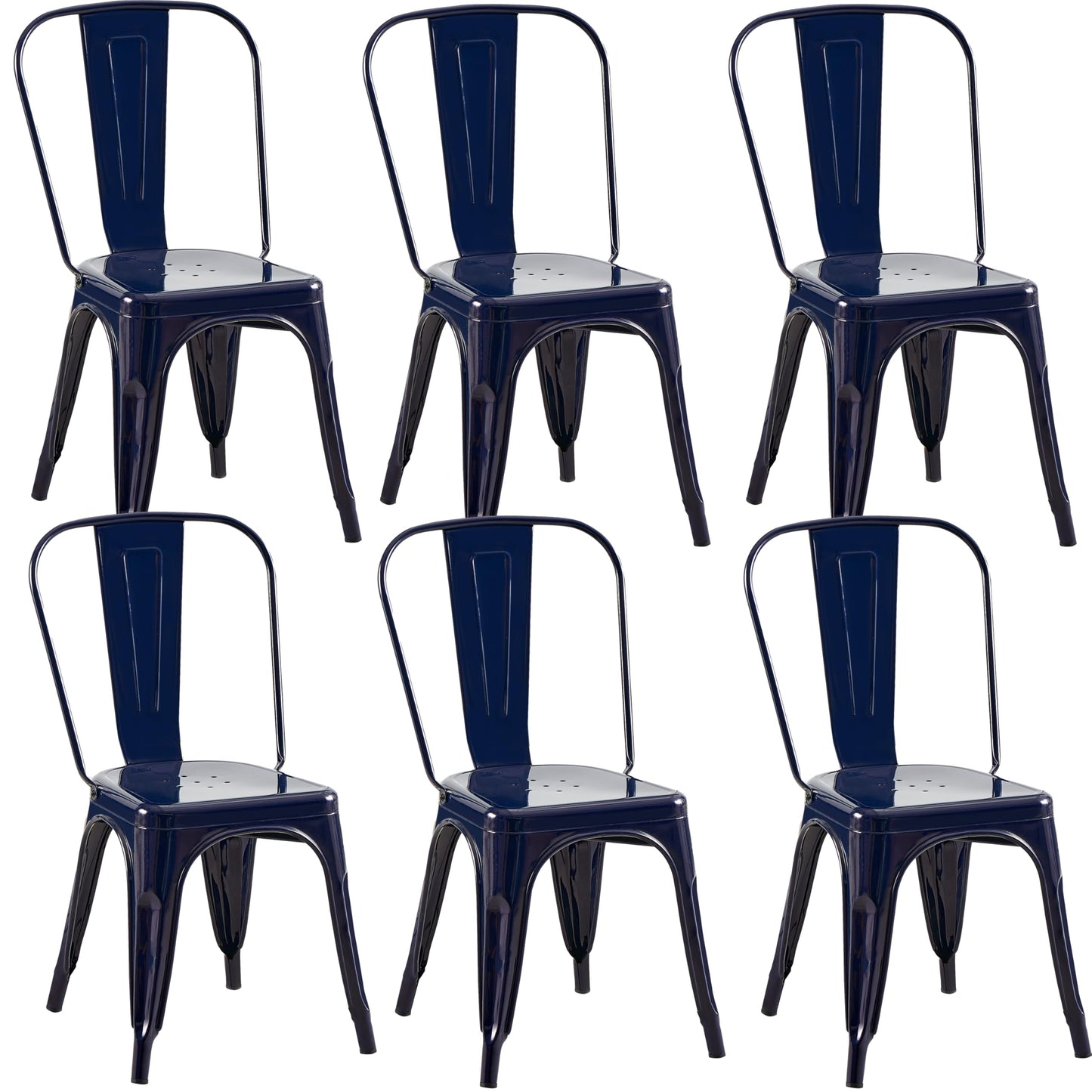 Rivbuio Metal Dining Chairs with Backrest, Stackable, Color, 2 Pack