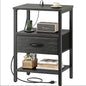 Nightstand with Charging Station and Adjustable Fabric Drawer