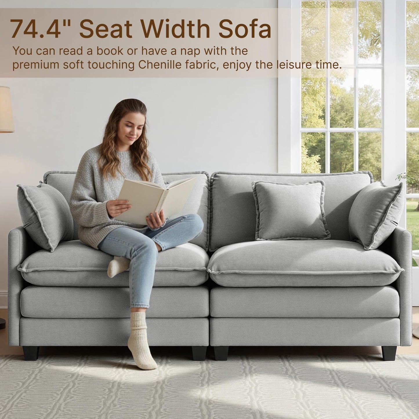 Oversized Modular Sectional Sofa with Storage Console & Ottoman
