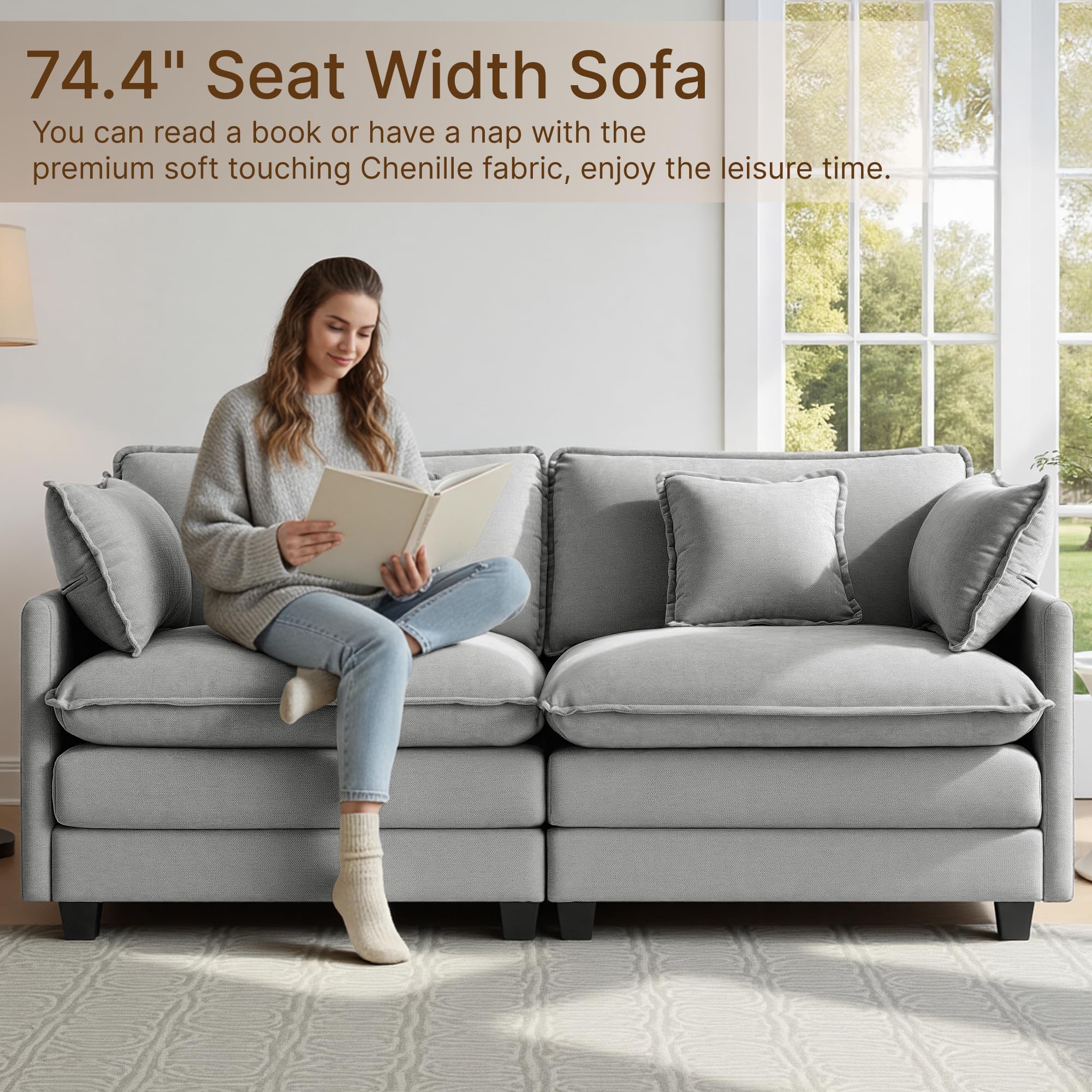 Oversized Modular Sectional Sofa with Storage Console & Ottoman