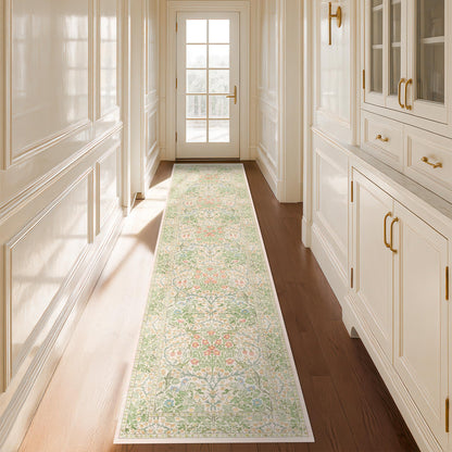 Vintage Washable Area Rug with Non-Slip Low Pile Design for Home Decor