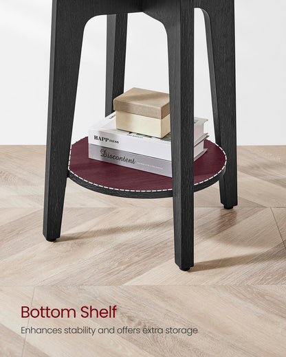 2-Tier Round Side Table with Tapered Legs for Small Spaces