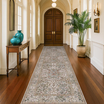 Vintage Washable Area Rug with Non-Slip Low Pile Design for Home Decor