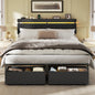 Forestell Bed Frame with Headboard, Platform Bed with 4 Storage Drawers