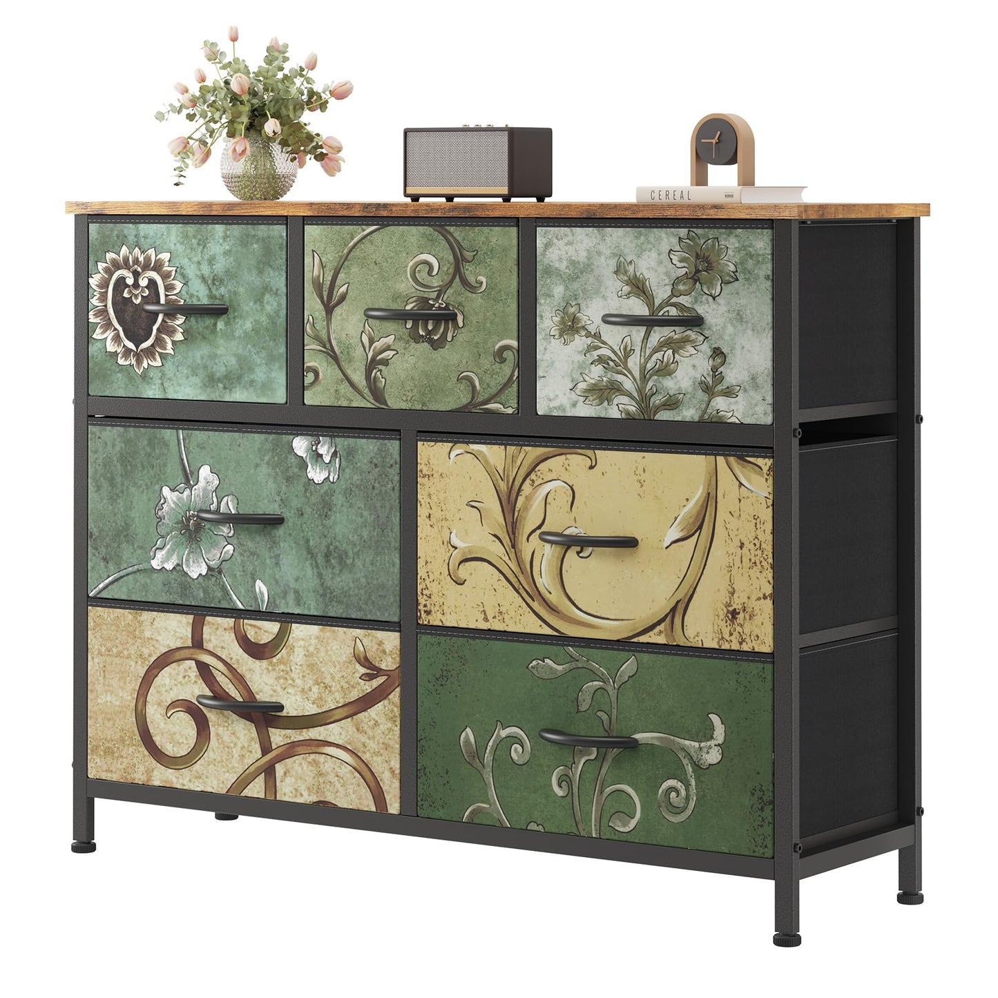 7 Drawer Fabric Dresser with Storage Bins and Steel Frame for Bedroom & Closet
