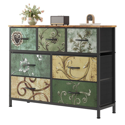 7 Drawer Fabric Dresser with Storage Bins and Steel Frame for Bedroom & Closet
