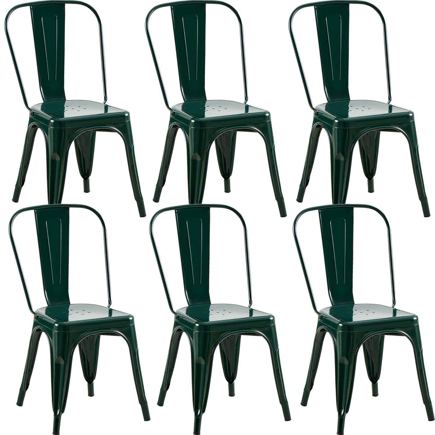Rivbuio Metal Dining Chairs with Backrest, Stackable, Color, 2 Pack