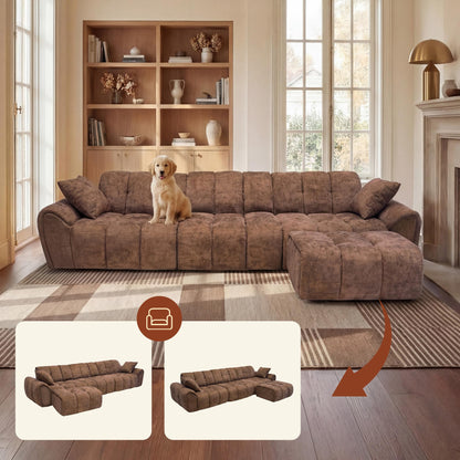 Claiks 118" Modular Boneless Couch, Sectional Couches for Living Room