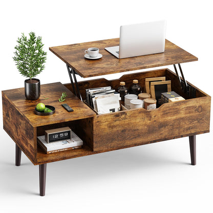 Lift Top Coffee Table with Hidden Storage Shelf for Living Room & Office