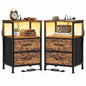 Nightstand with Charging Station and Adjustable LED Lights