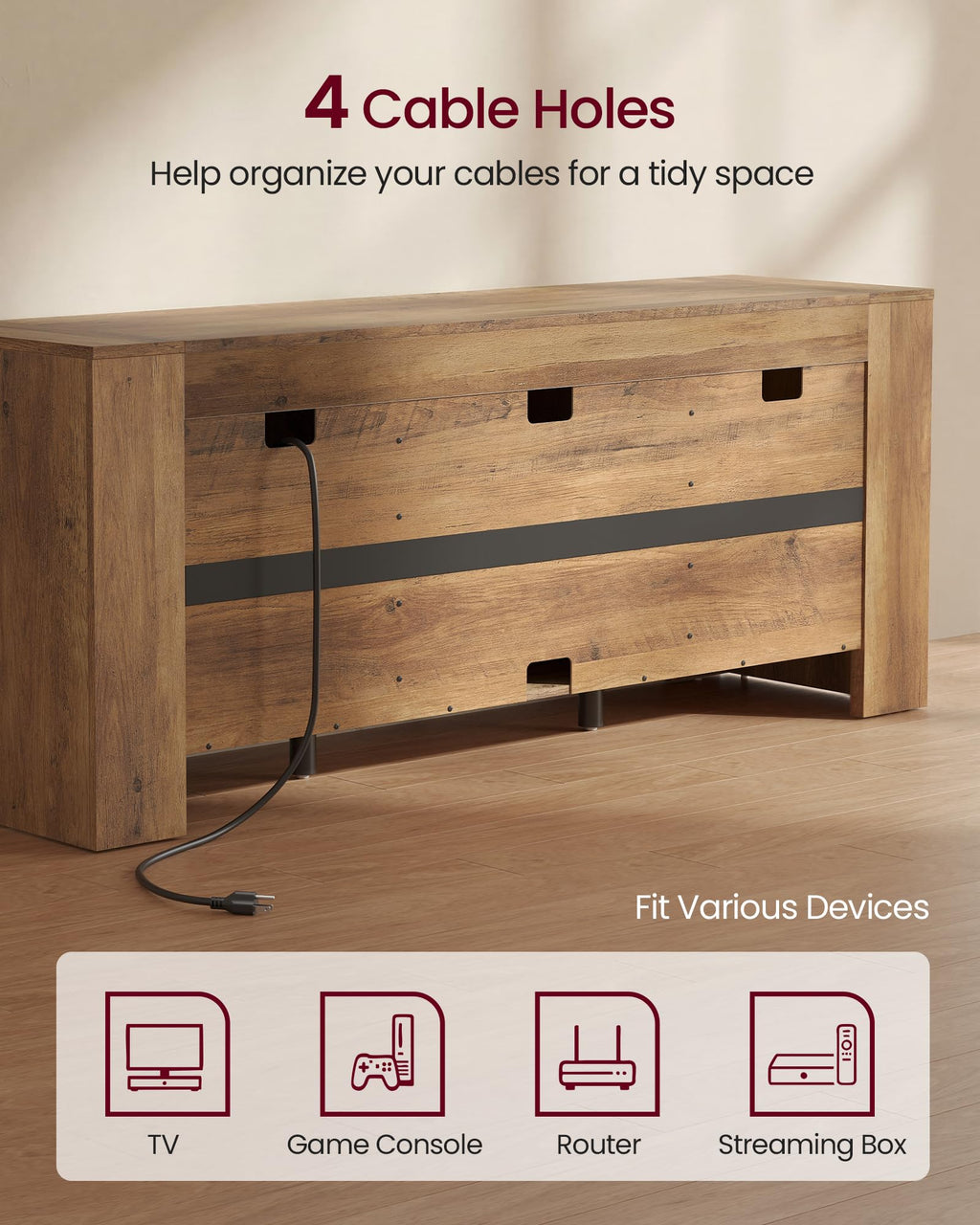 Modern Farmhouse TV Stand with Adjustable Shelves & Storage Cabinets