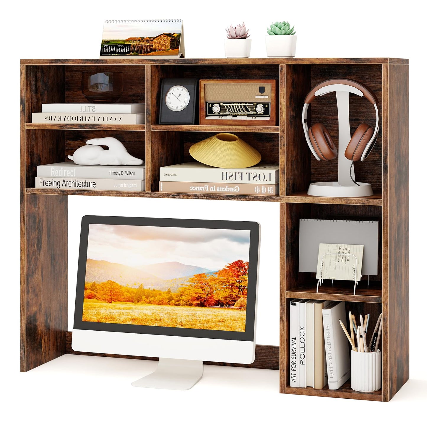 3-Tier Desktop Bookshelf Organizer with Storage Shelves for Office & Dorm