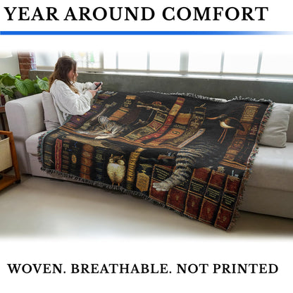 Cat Lovers Cotton Tapestry Throw Blanket with Decorative Home Design