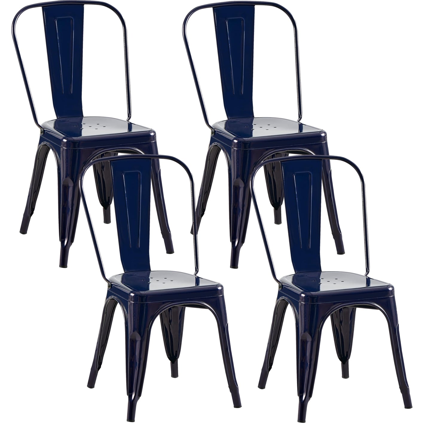Rivbuio Metal Dining Chairs with Backrest, Stackable, Color, 2 Pack