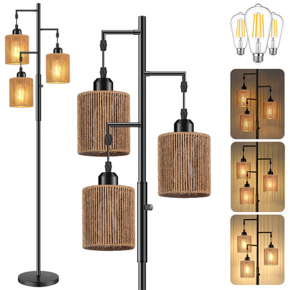 Hotsonic 72" Tall Boho Floor Lamp-Black