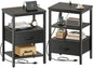 Nightstand with Charging Station and Adjustable Fabric Drawer