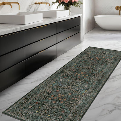 Vintage Washable Area Rug with Non-Slip Low Pile Design for Home Decor