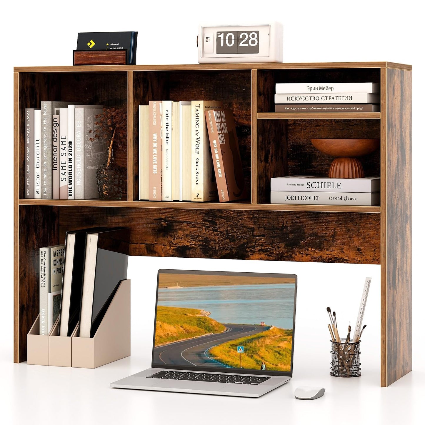 3-Tier Desktop Bookshelf Organizer with Storage Shelves for Office & Dorm